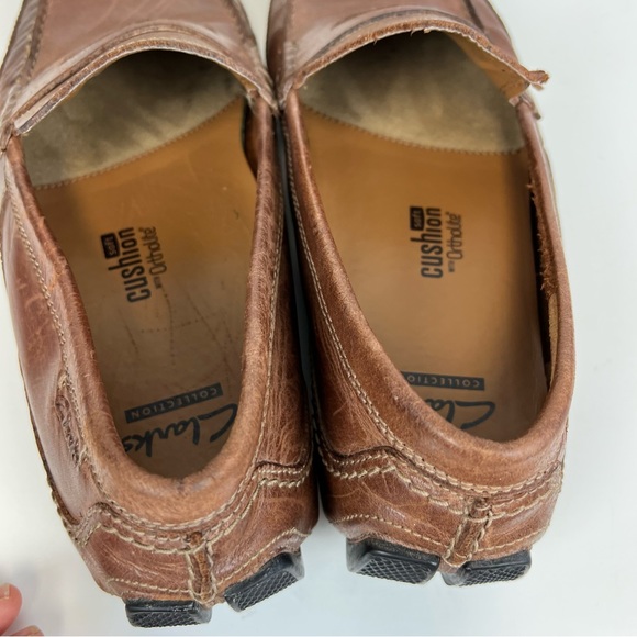 Clarks Ashmont Way Brown Cognac Leather Driving Loafer 9.5 M - Picture 9 of 11